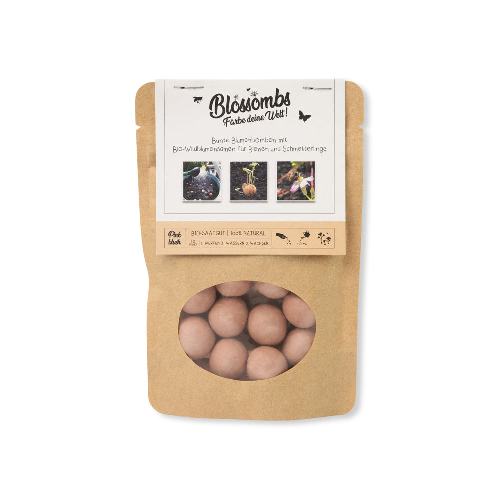 Kraftbeutel mit 10 Blossombs Samenbomben
