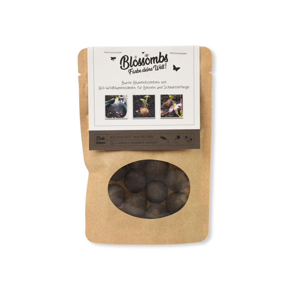 Kraftbeutel mit 10 Blossombs Samenbomben