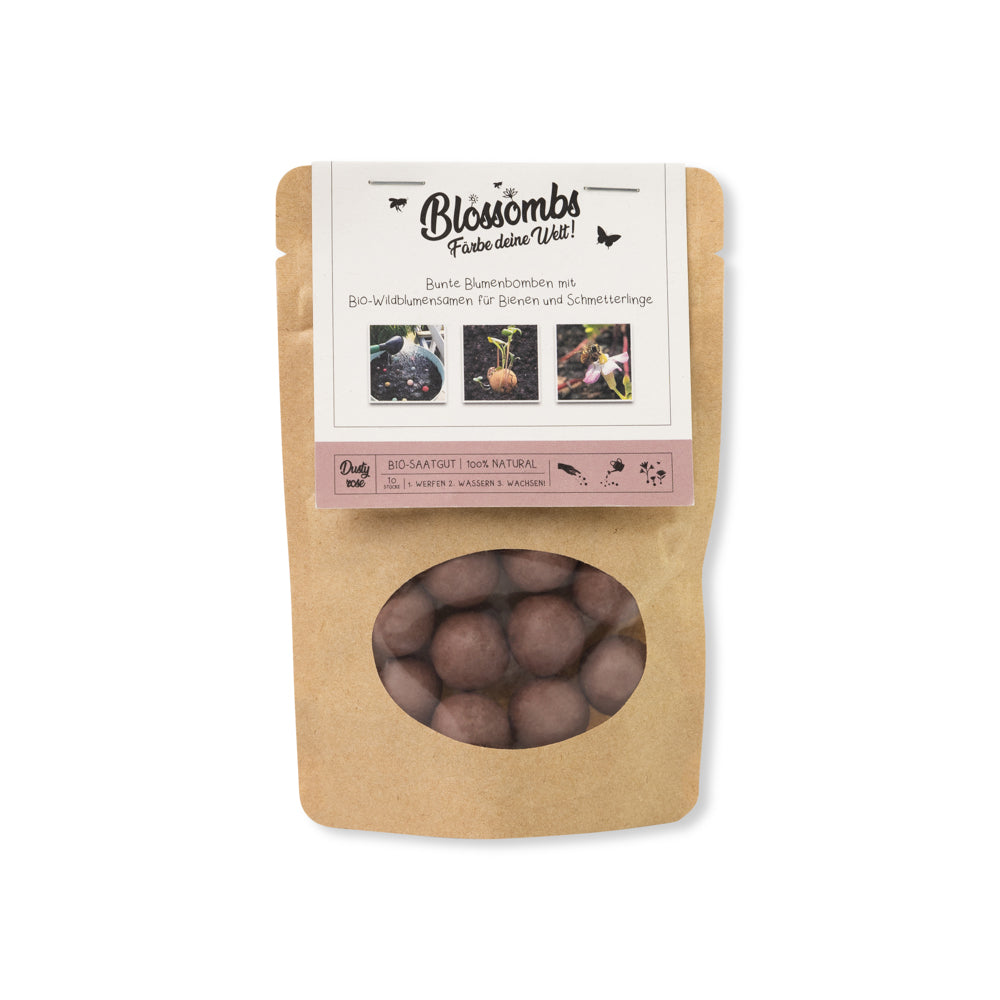 Kraftbeutel mit 10 Blossombs Samenbomben