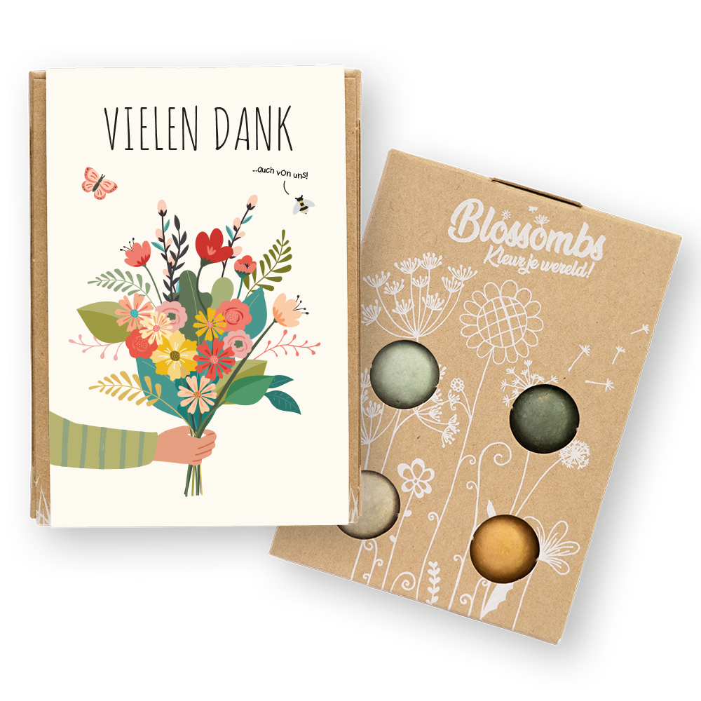 Geschenkbox Mini "Vielen Dank" mit 4 Samenbomben