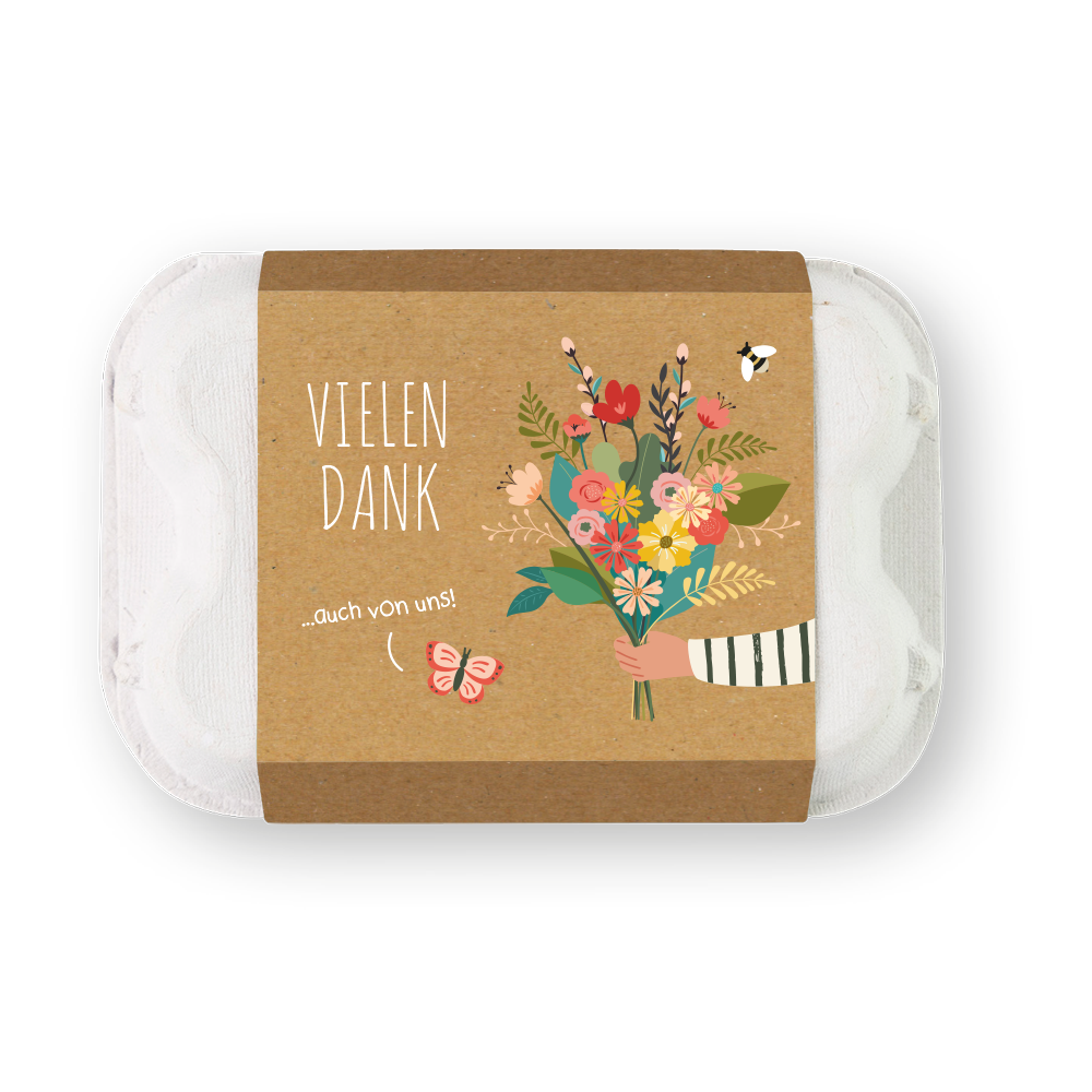 Geschenk-Eierschachtel "Vielen Dank" mit 6 Samenbomben