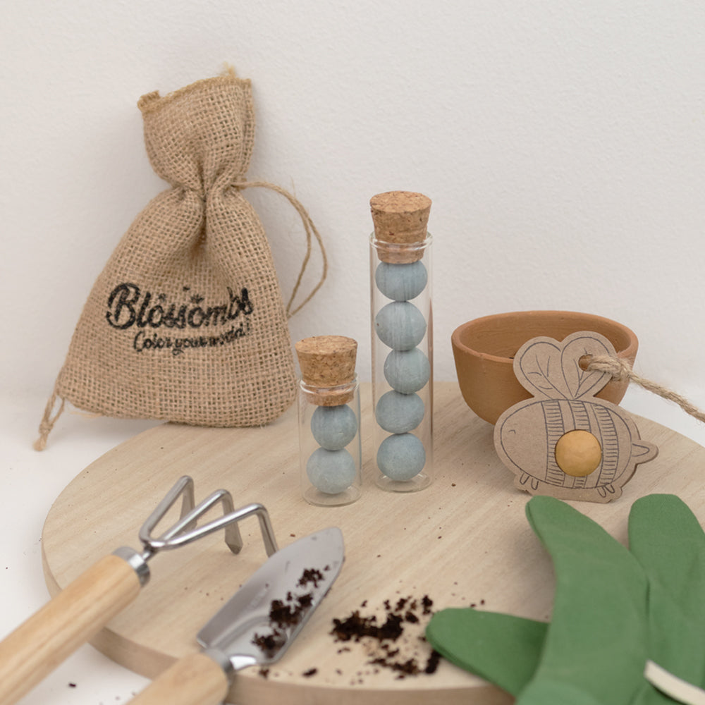 Geschenkbox Mini „Denk an dich“ mit 4 Vergissmeinnicht-Blossombs