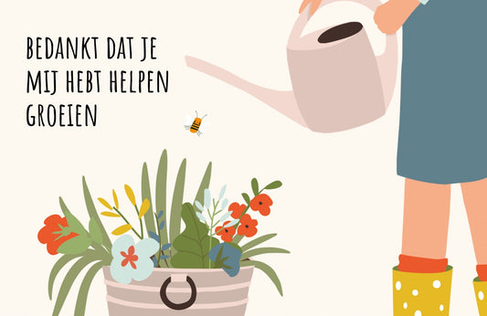 Juf meester duurzaam bedankje maken, helpen groeien