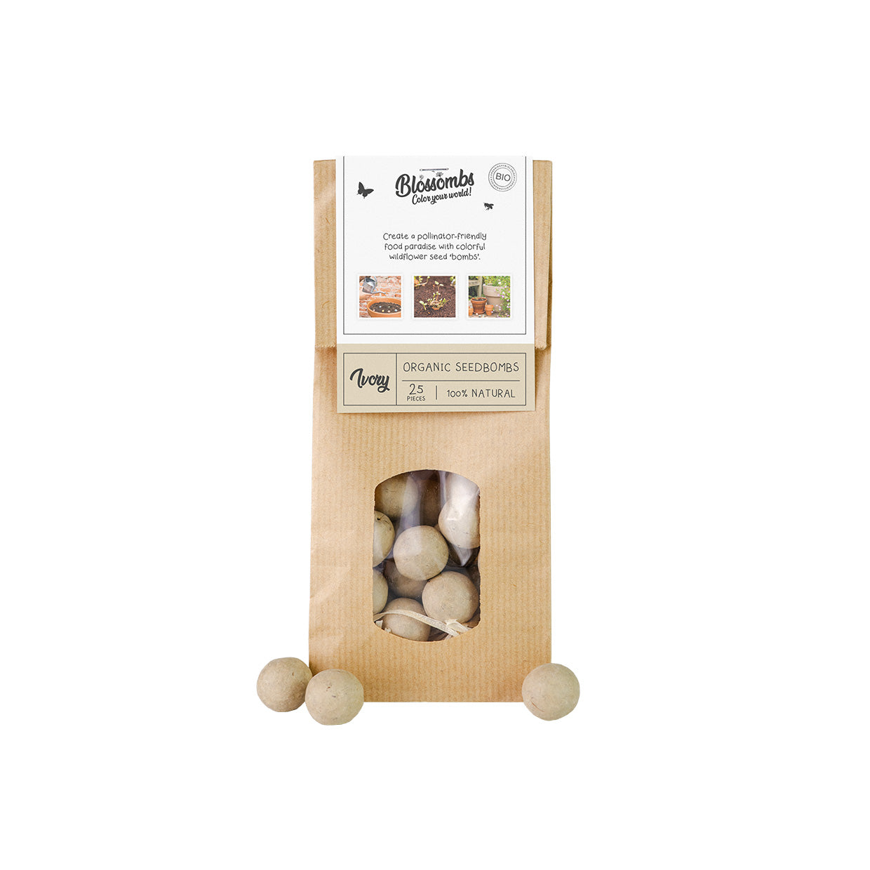 Kraft bag (mit 10 ofder 25 Blossombs Samenbomben)