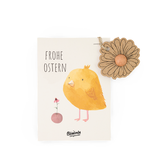 Ostern Karte "Küken" mit Blumenänhanger und Samenbombe