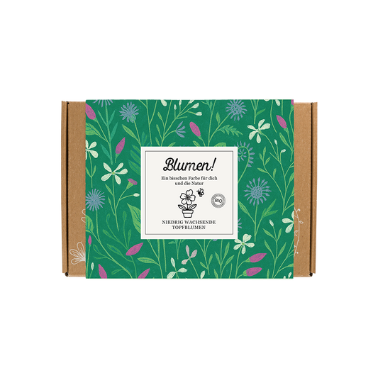 Geschenkbox Small „Blumen!“ mit 7 Saatbomben für Topfblumen