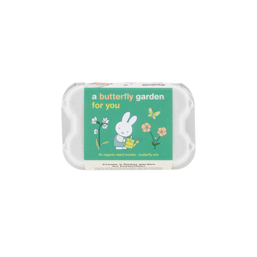 Miffy-Eierkarton mit 6 Samenbomben – Butterfly Garden for you