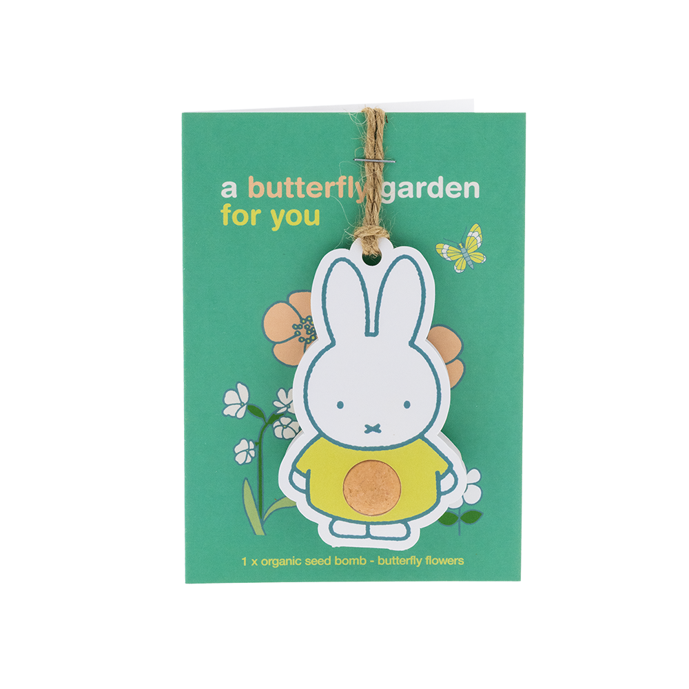 Miffy Anhänger mit Samenbombe und Karte - Butterfly Garden For You