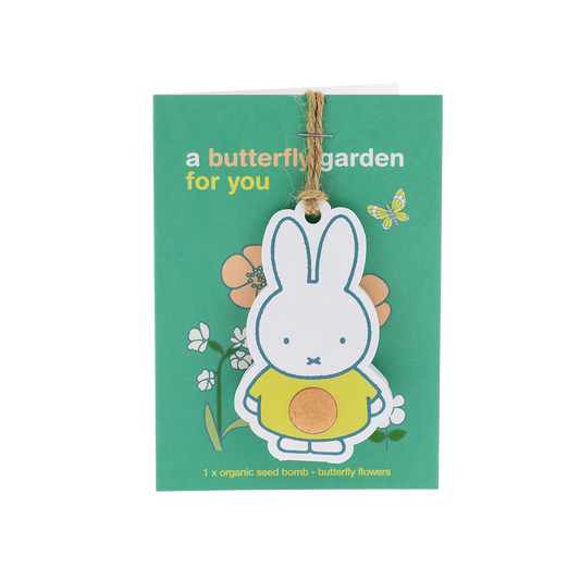 Miffy Anhänger mit Samenbombe und Karte - Butterfly Garden For You