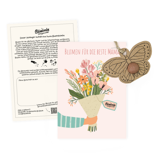 Karte "Blumen für die beste Mama" mit Samenbombe