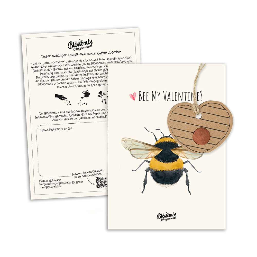 Valentinstagsanhänger auf Karte – Biene