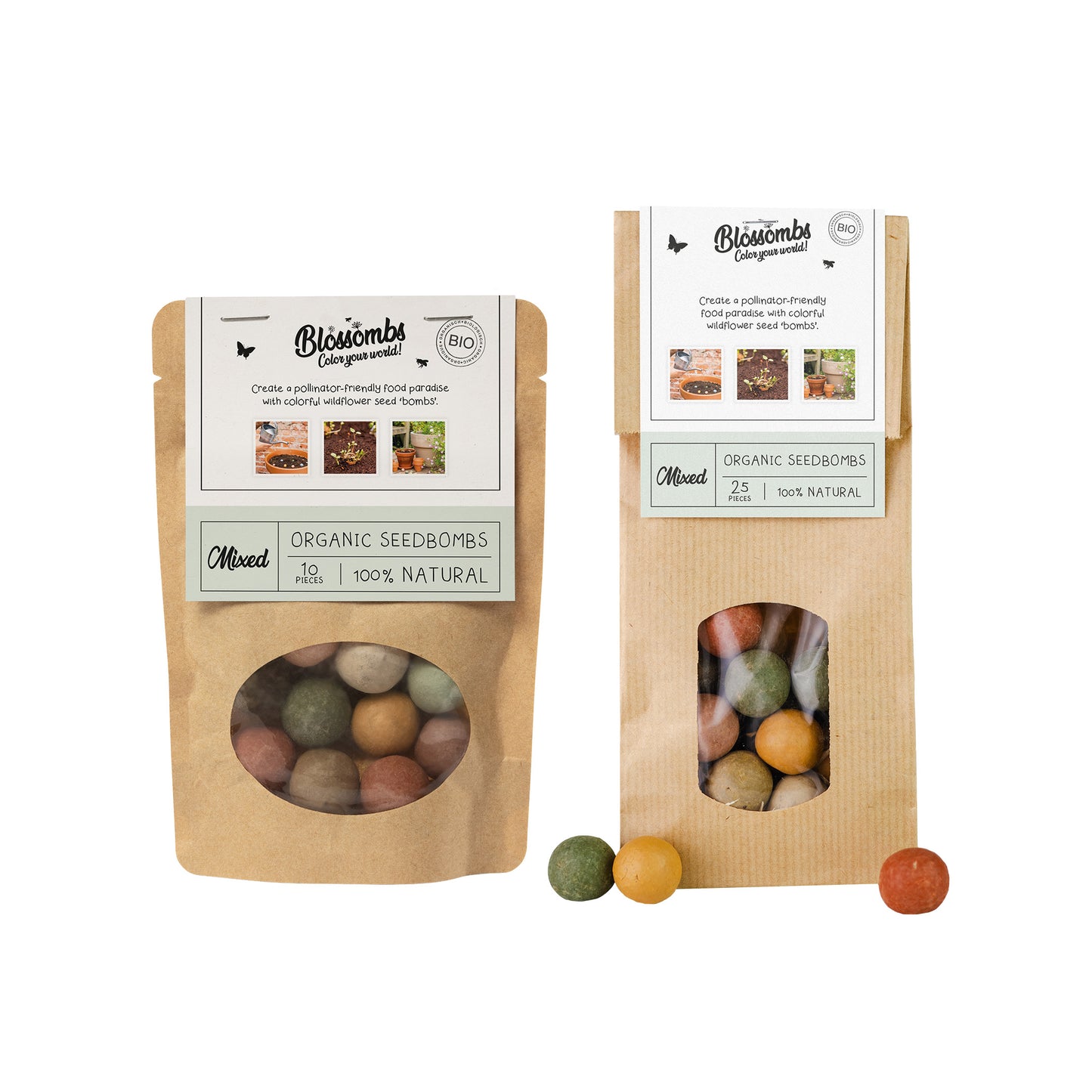 Kraft bag (mit 10 ofder 25 Blossombs Samenbomben)