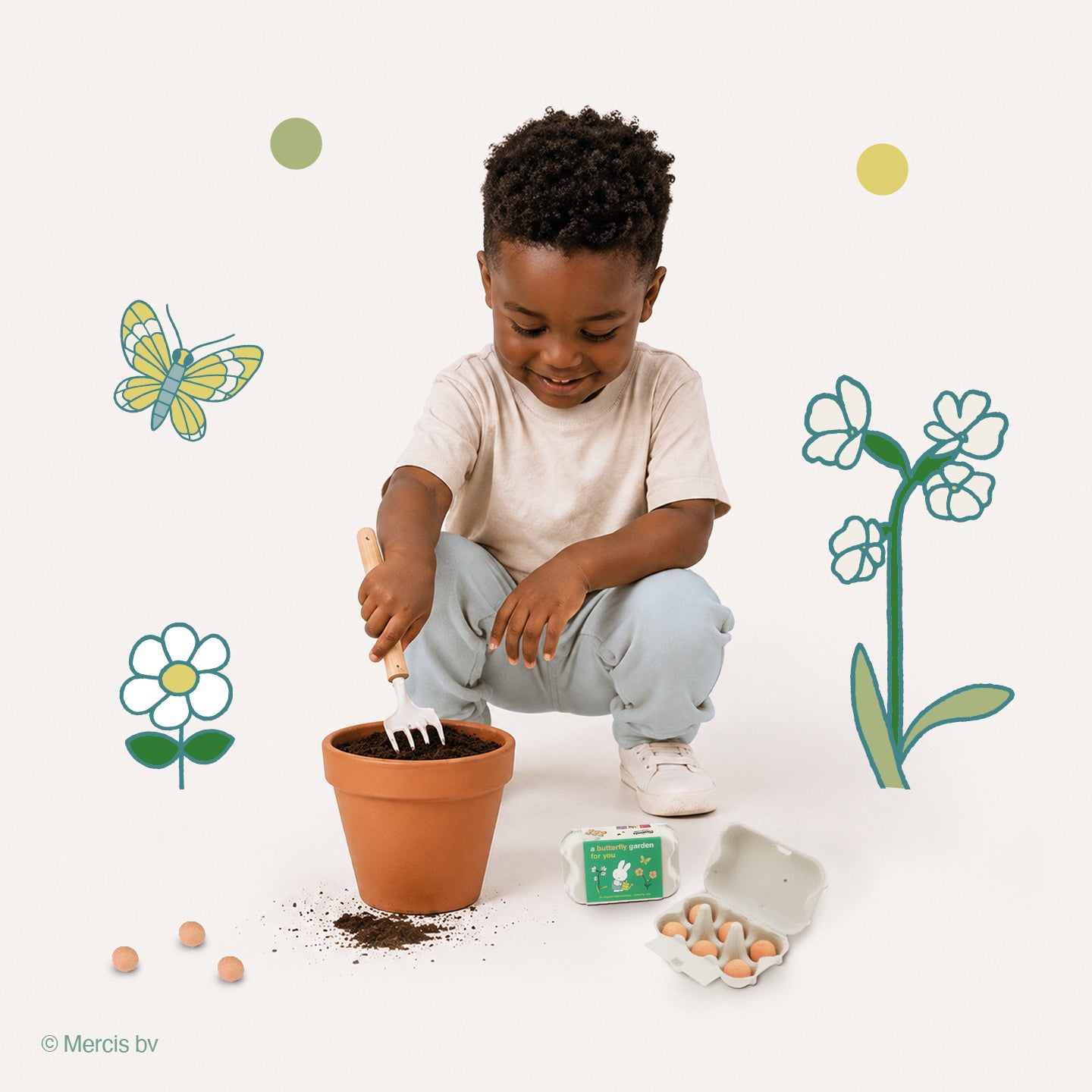 Miffy-Eierkarton mit 6 Samenbomben – Butterfly Garden for you