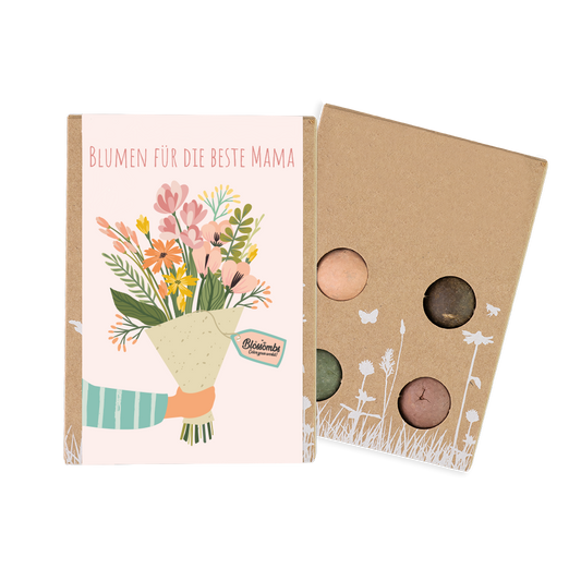 Geschenkbox Mini "Blumen für die beste Mama" mit 4 Samenbomben