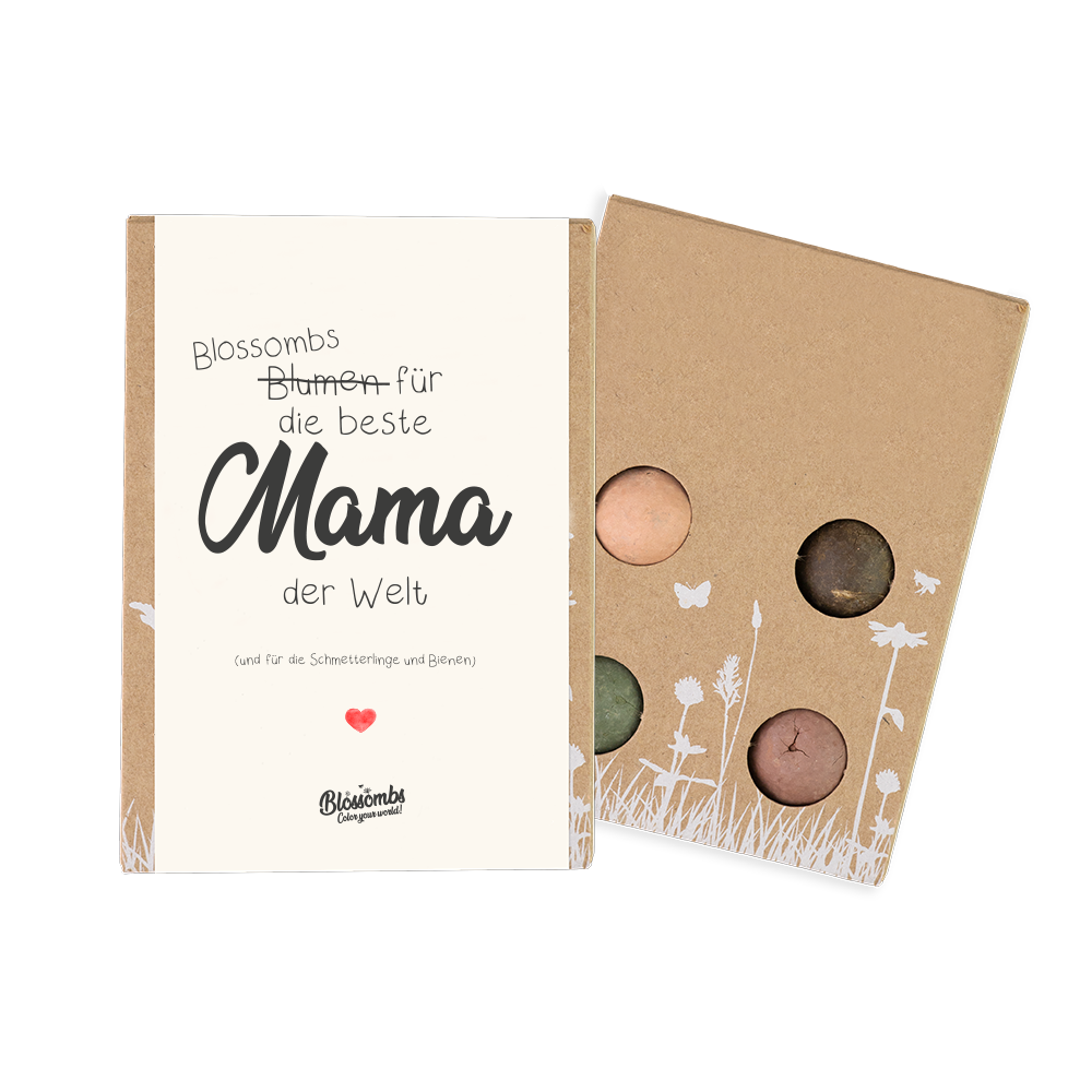 Geschenkbox Mini "die beste Mama der welt" mit 4 Samenbomben