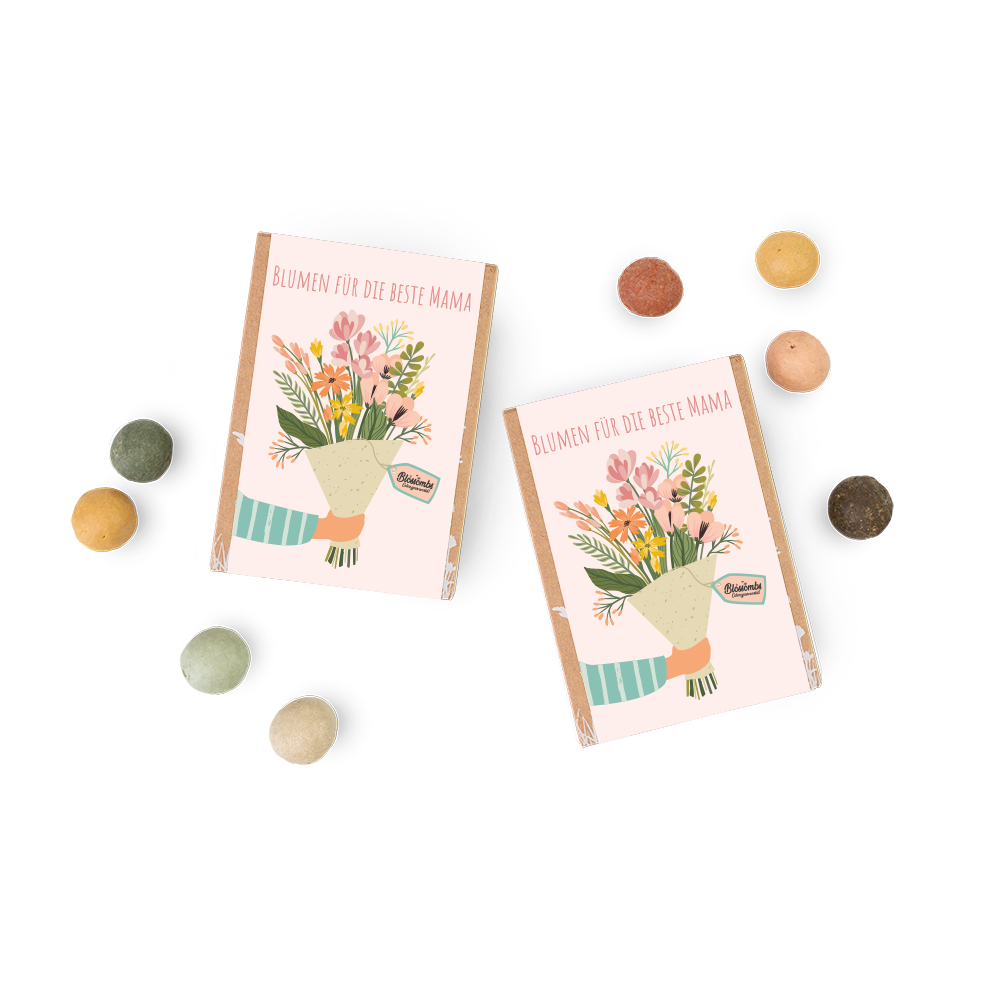 Geschenkbox Mini "Blumen für die beste Mama" mit 4 Samenbomben