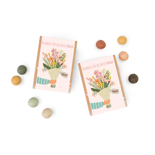 Geschenkbox Mini "Blumen für die beste Mama" mit 4 Samenbomben